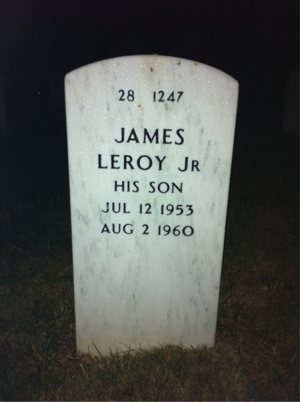 Back of headstone — James Broome