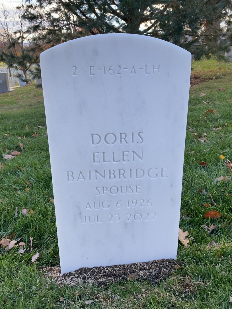 Back of headstone — Clarence Bainbridge
