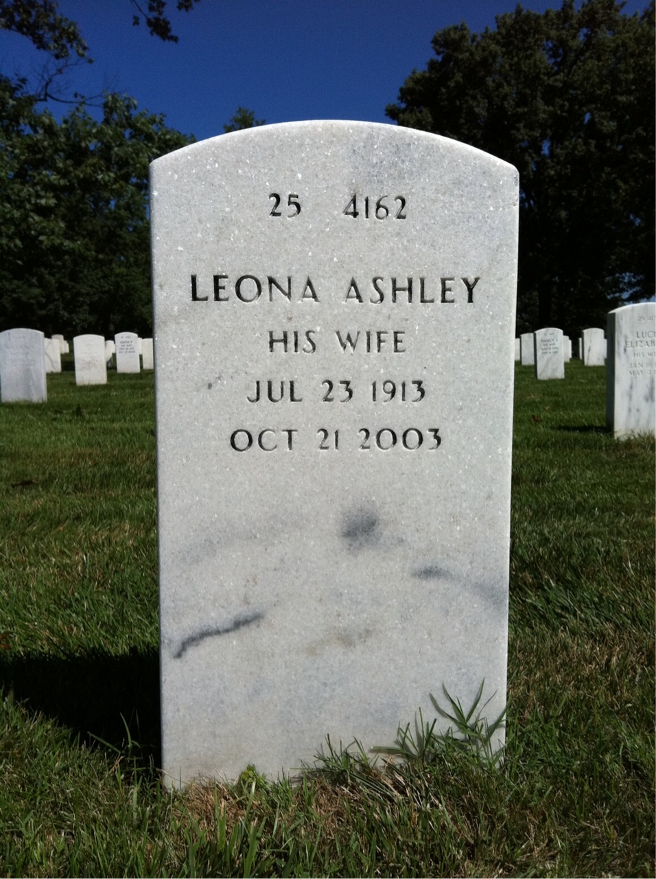 Back of headstone — Ernest Joy