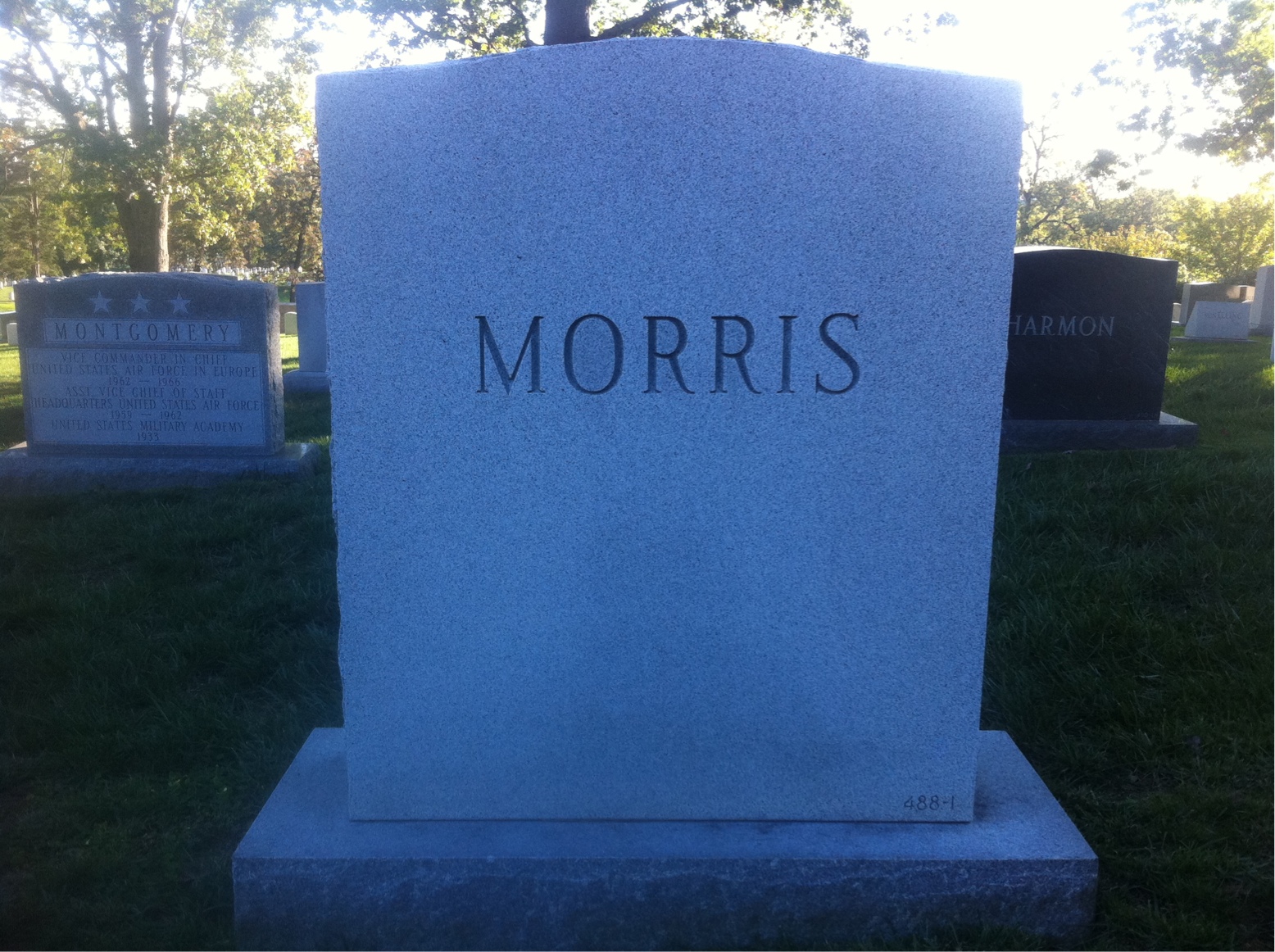 Back of headstone — Frederick Morris