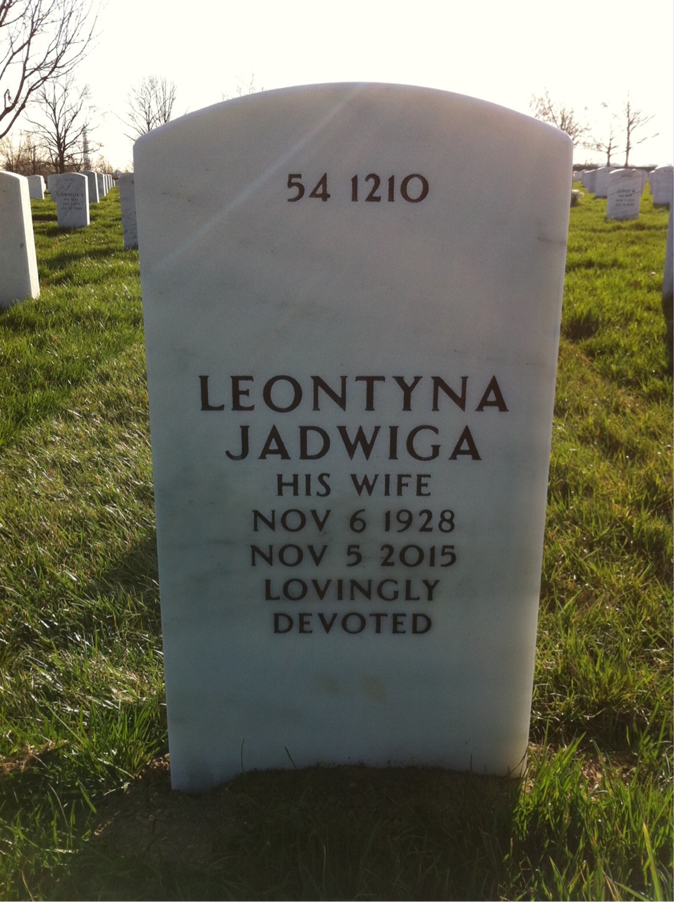 Back of headstone — Valentine Grzebiniak