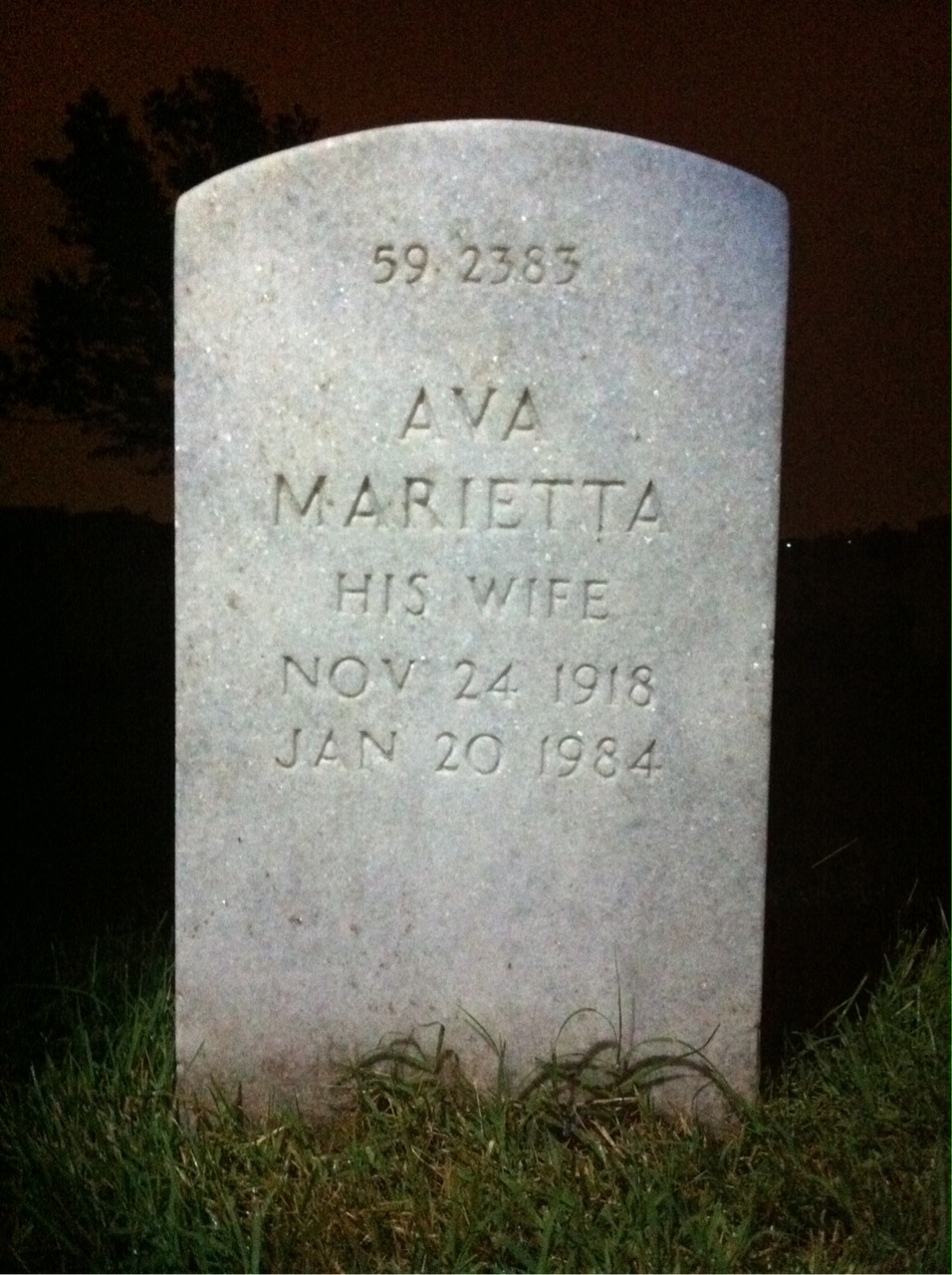 Back of headstone — Arthur Cunningham