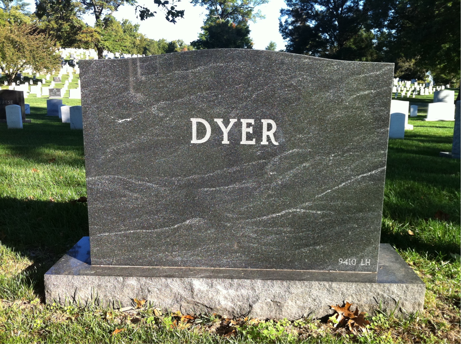 Back of headstone — Joseph Dyer