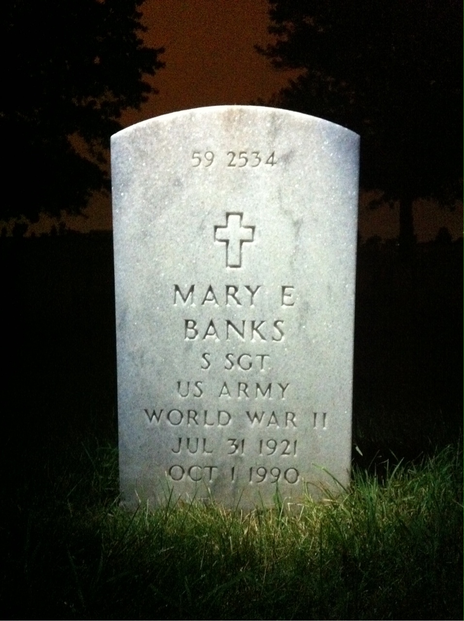 Back of headstone — Mary Banks