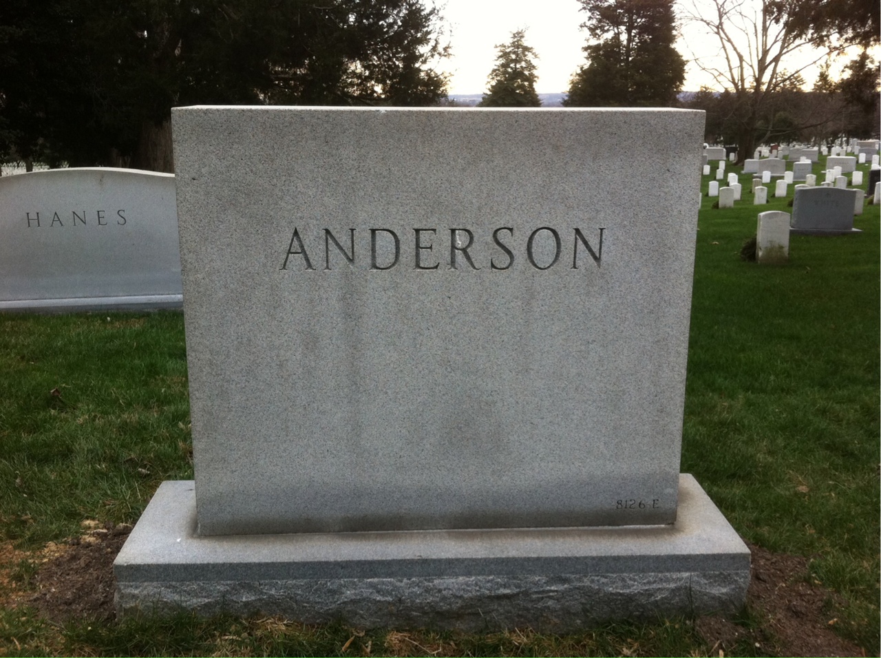 Back of headstone — Ellis Anderson