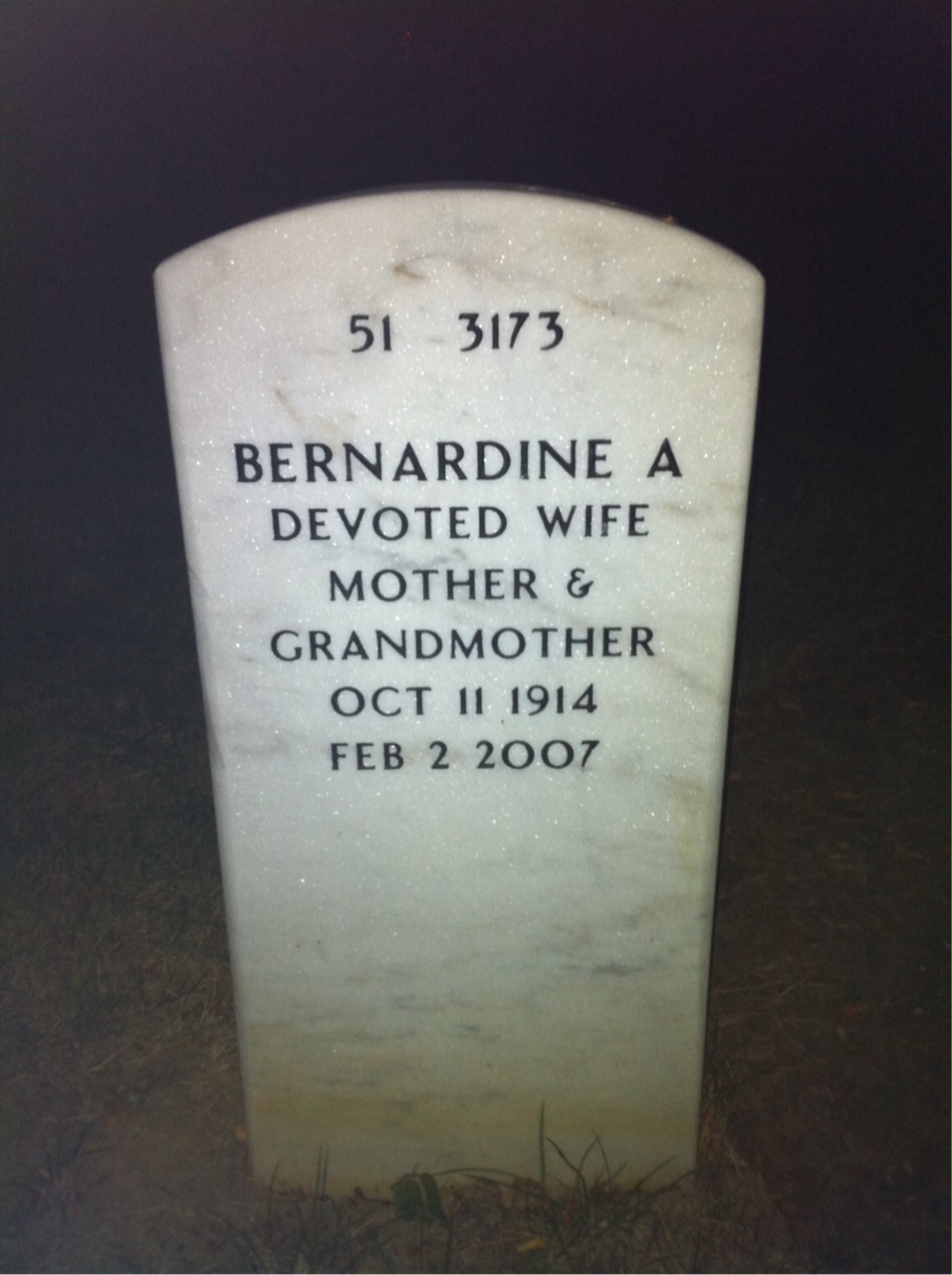 Back of headstone — Ralph Conners