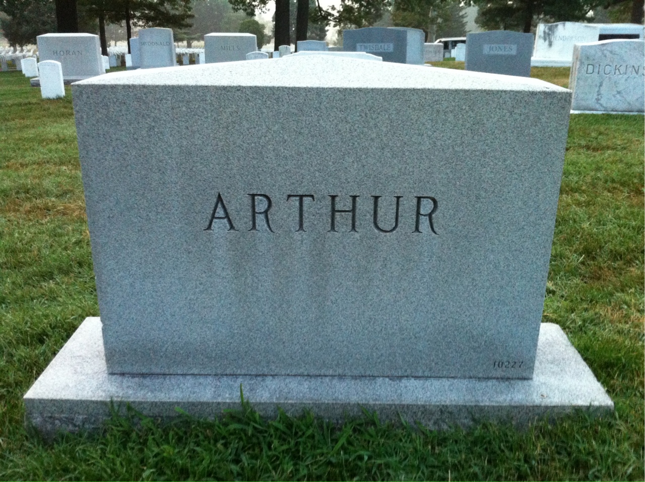 Back of headstone — Samuel Arthur