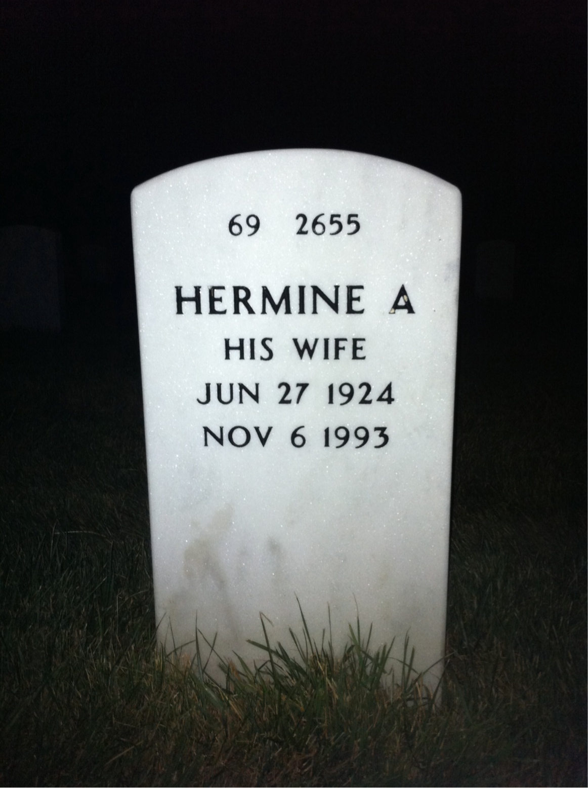 Back of headstone — William Herrick