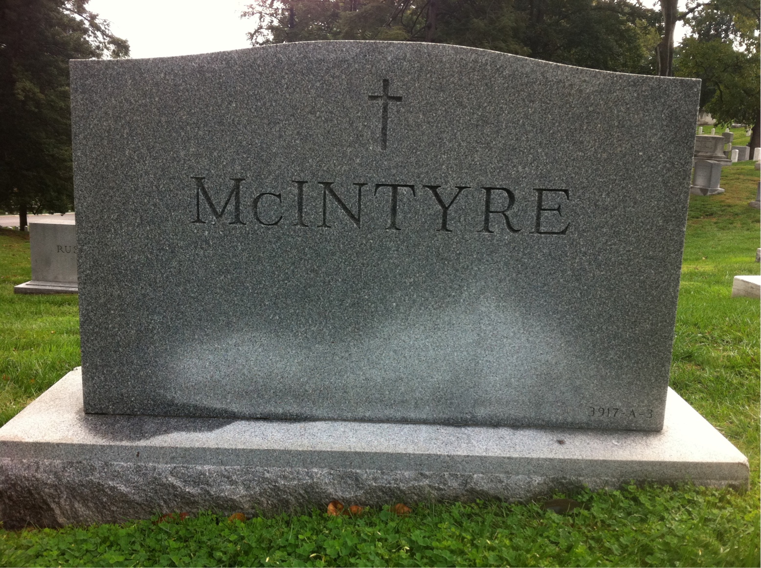 Back of headstone — James Mcintyre