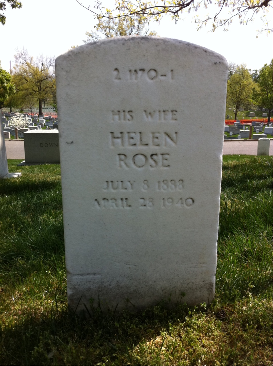 Back of headstone — Helen Bamberger