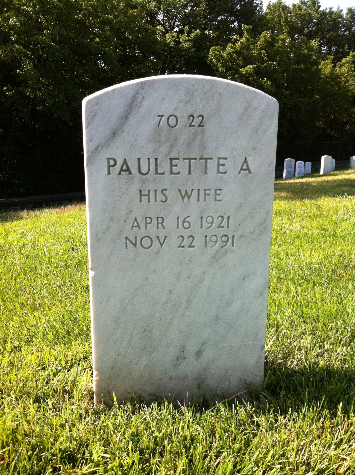 Back of headstone — Francis Baker