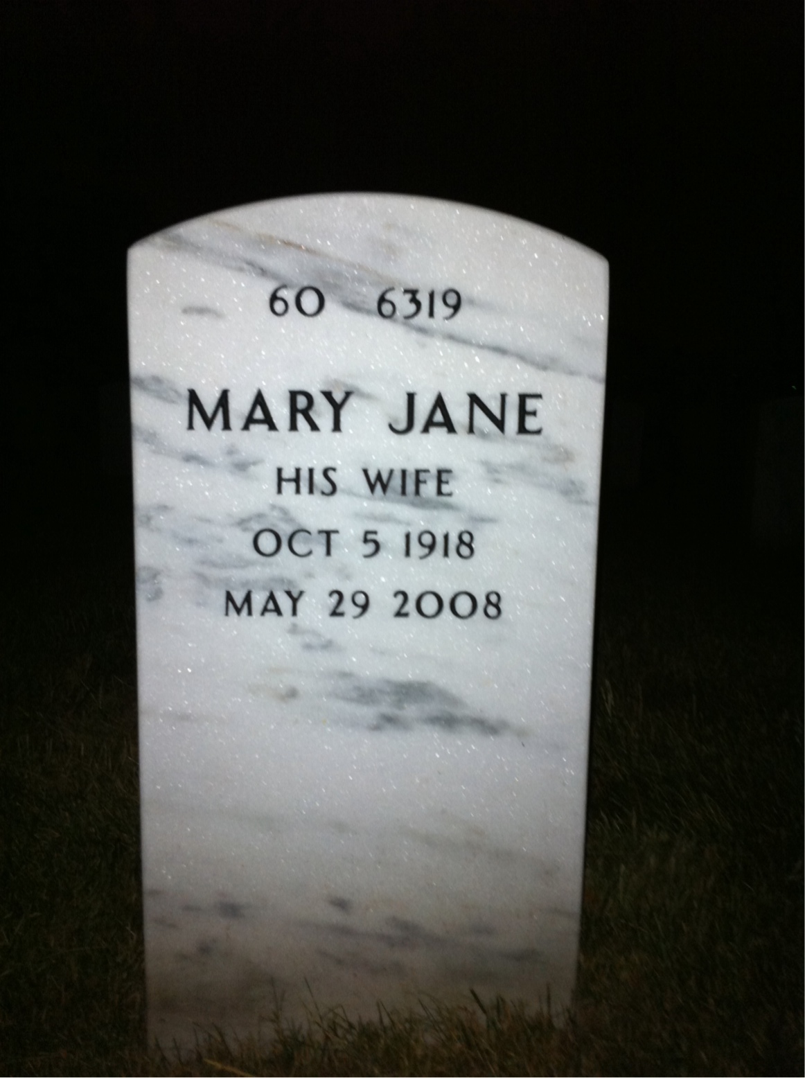Back of headstone — Jean Crabtree