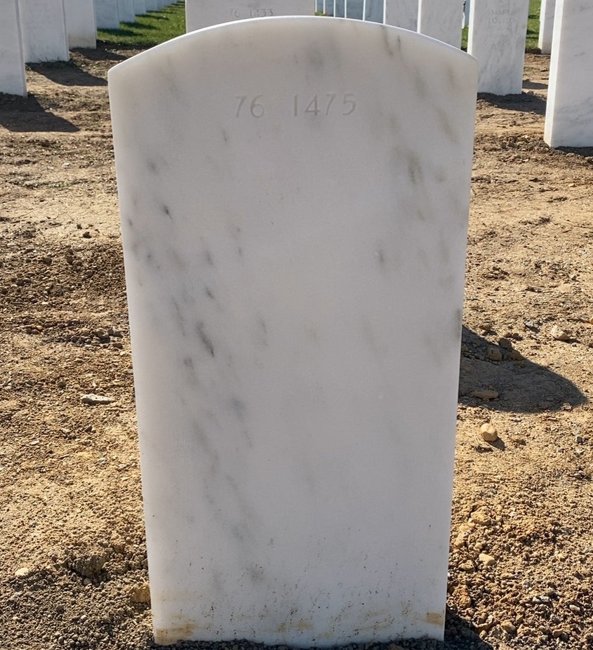 Back of headstone — Vincent T Canale