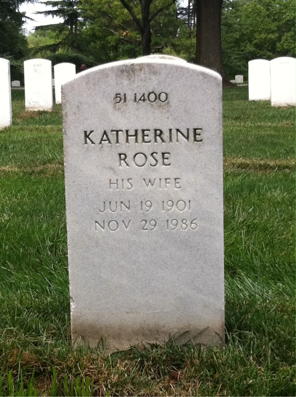 Back of headstone — Katherine Moulton