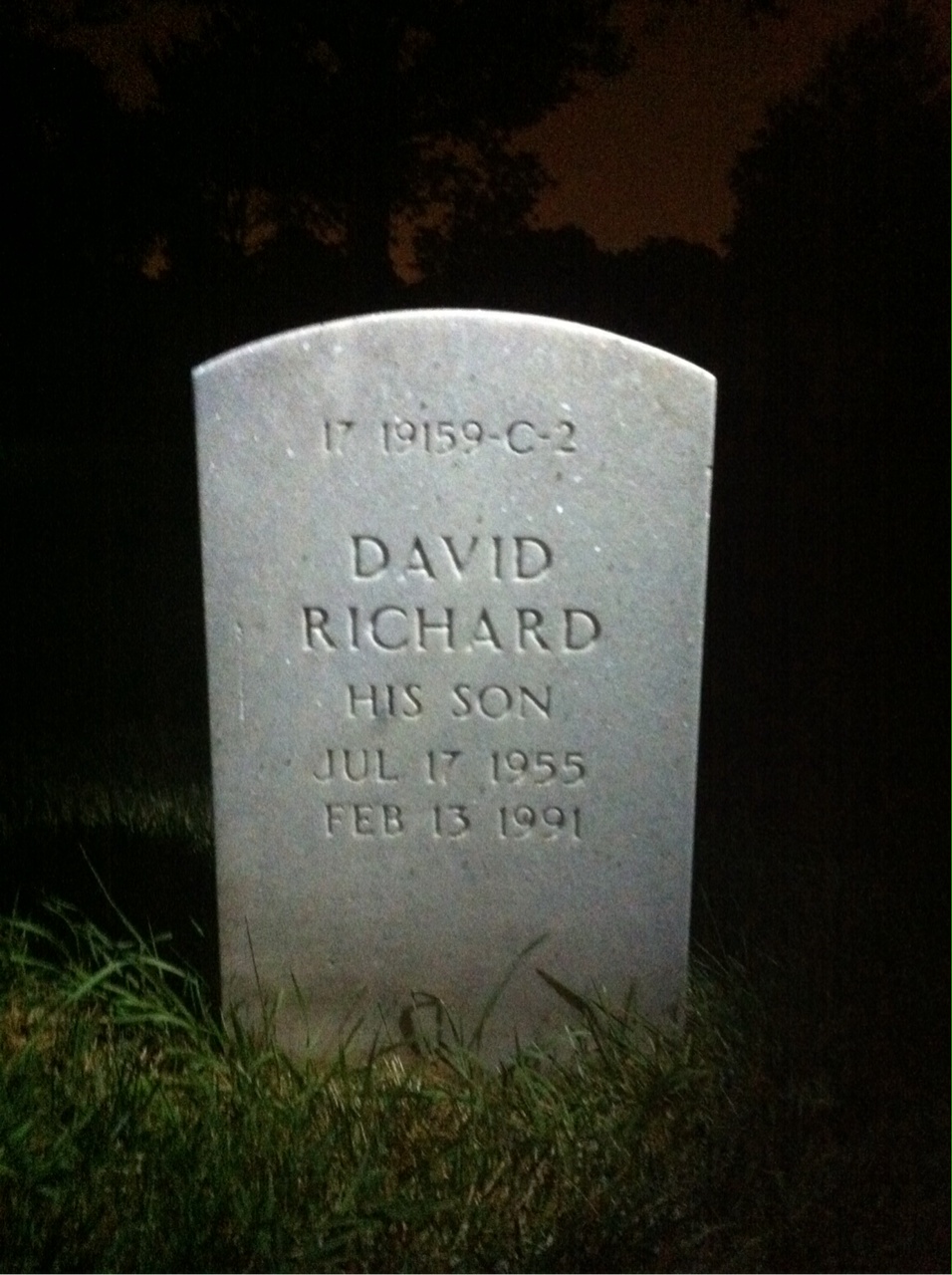 Back of headstone — David Arroyo