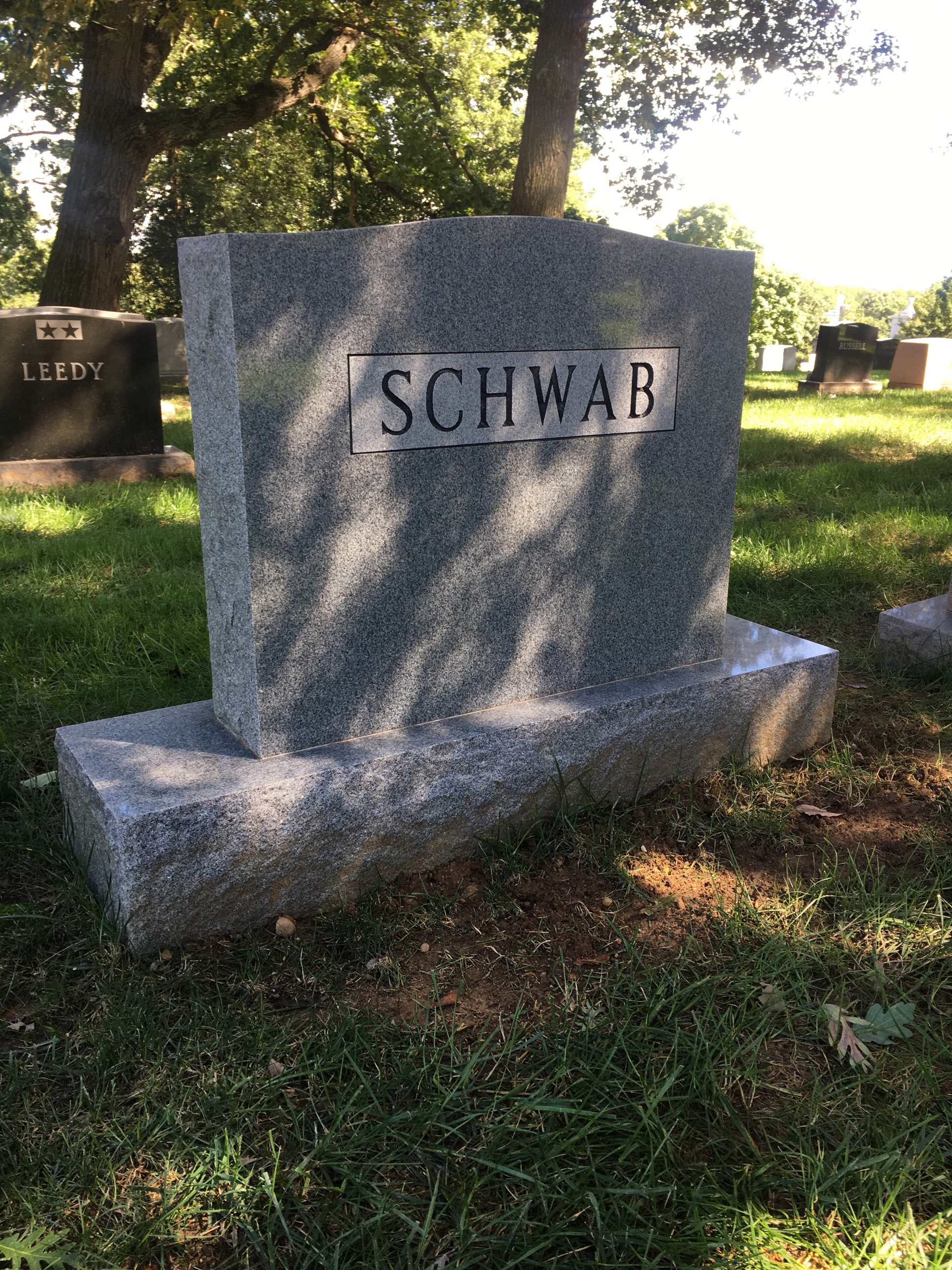 Back of headstone — Albert Schwab