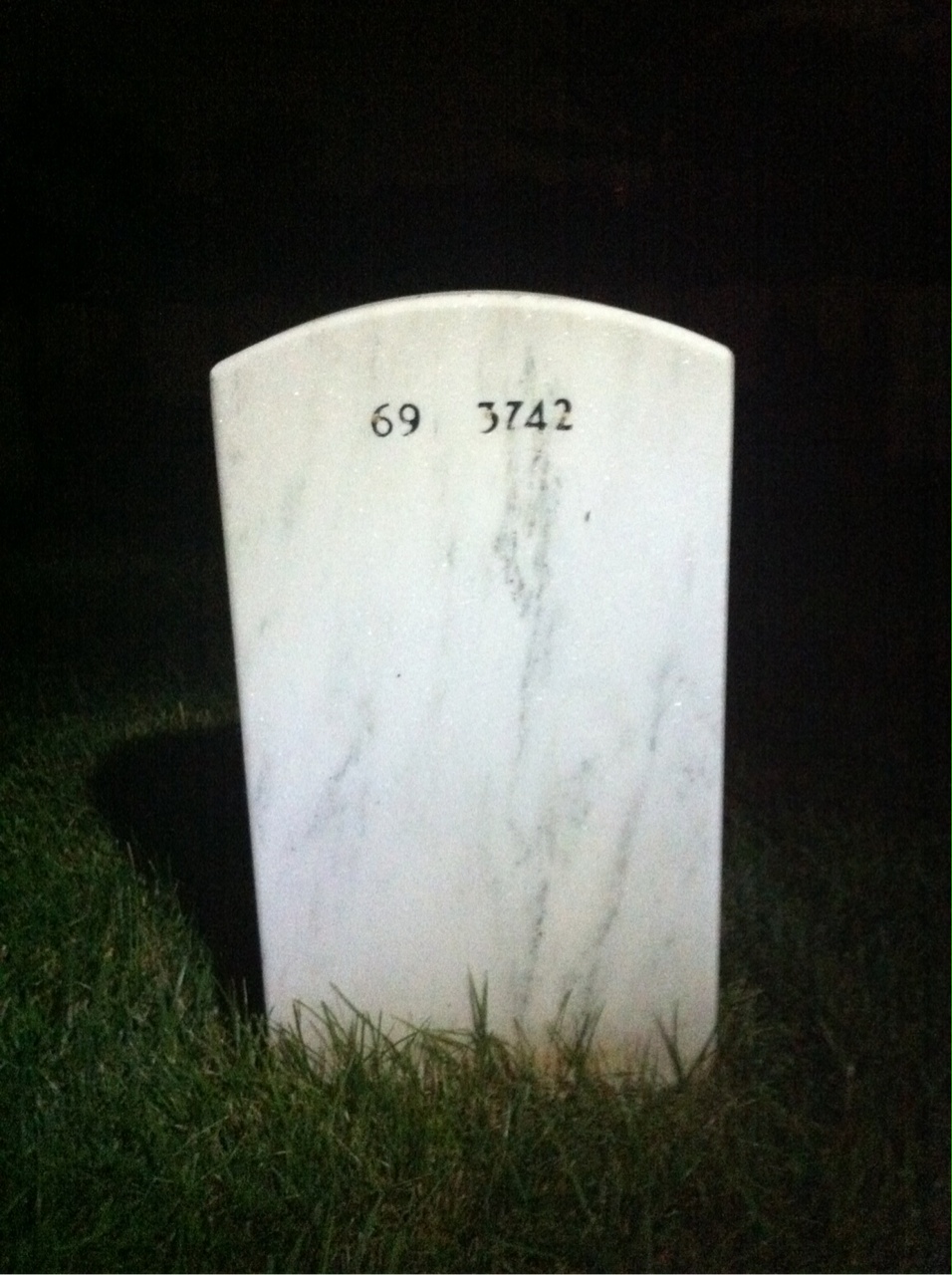 Back of headstone — Joseph Arline