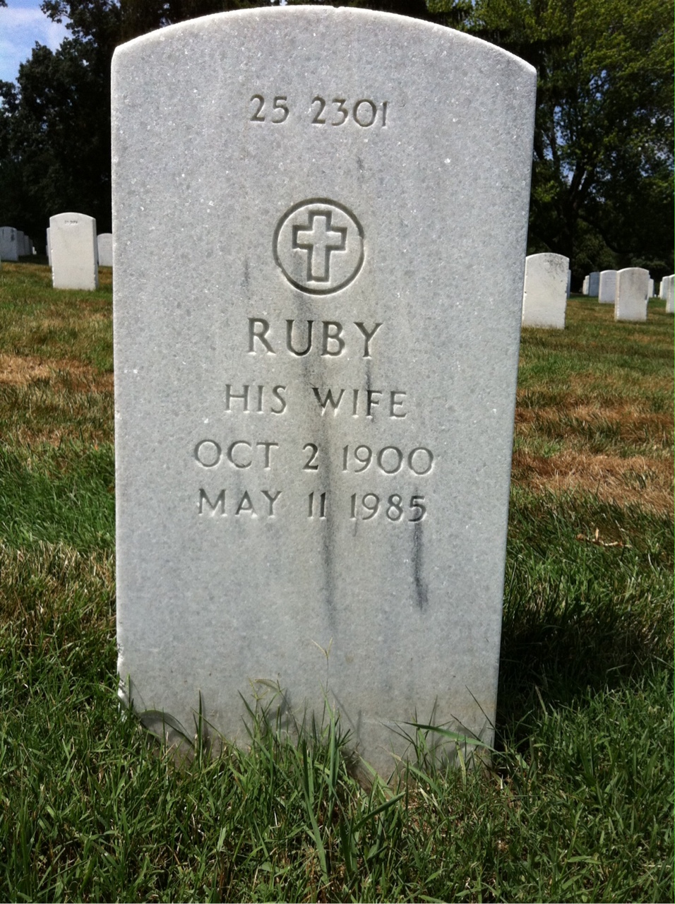 Back of headstone — Ruby Ashley