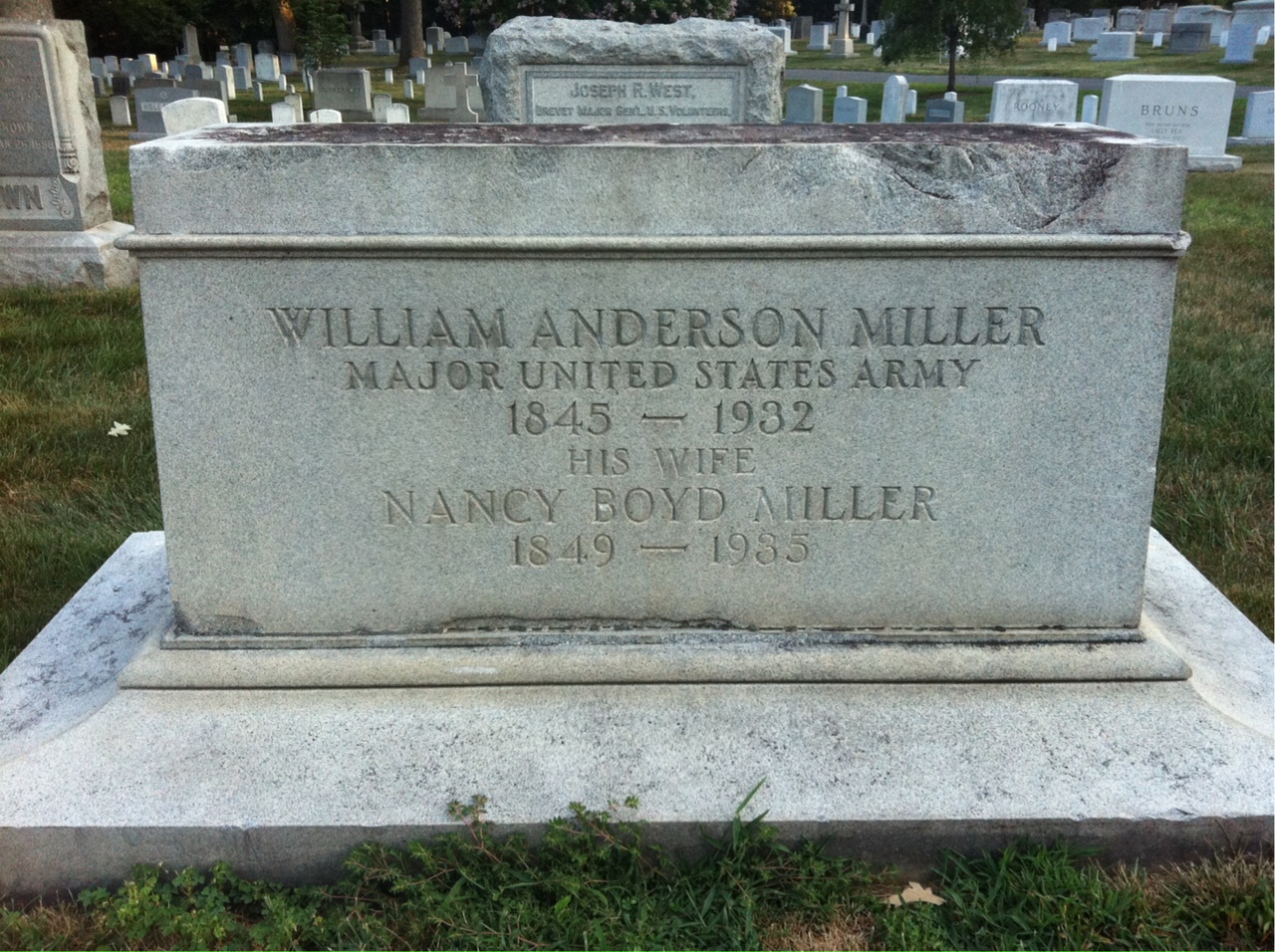 Back of headstone — William Miller