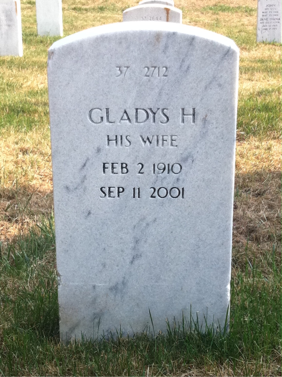 Back of headstone — Andrew Thomas Kelley