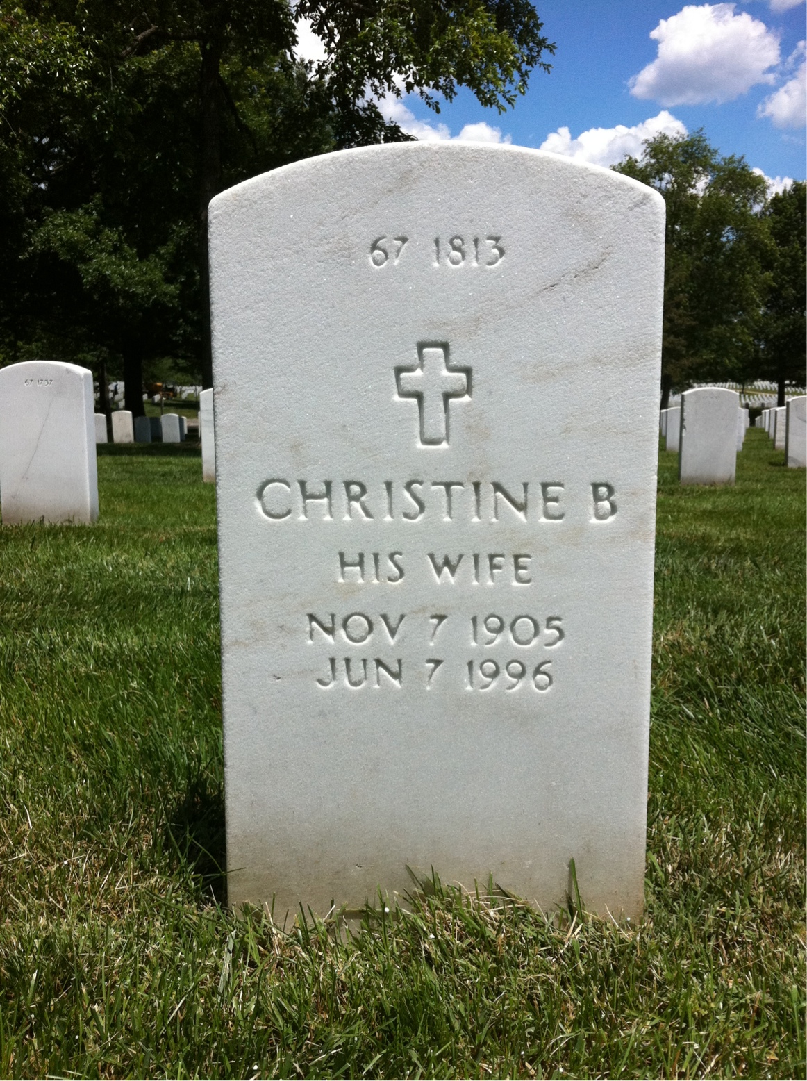Back of headstone — Charles Archibald