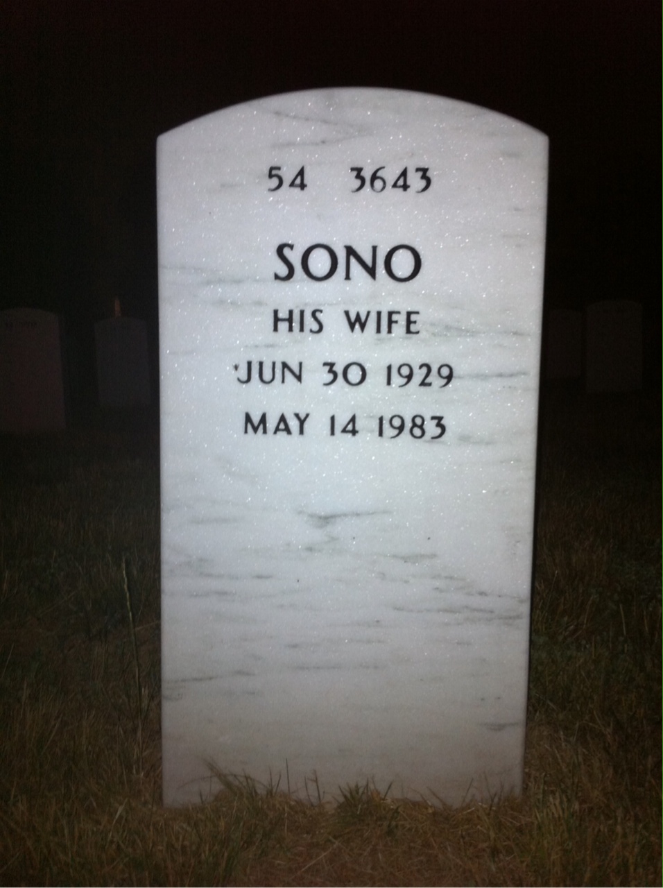 Back of headstone — Vernon Kelly
