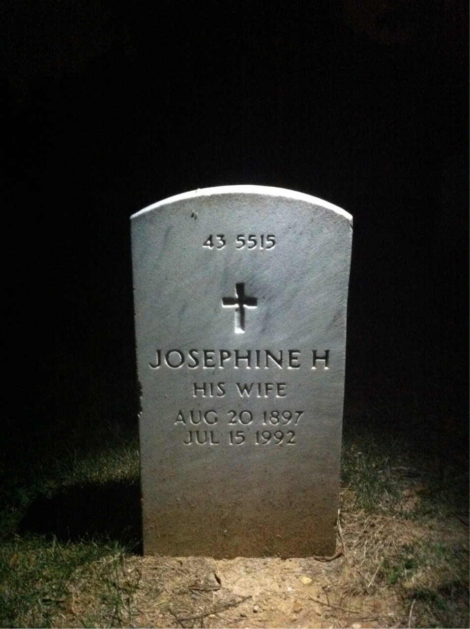 Back of headstone — Josephine Morris