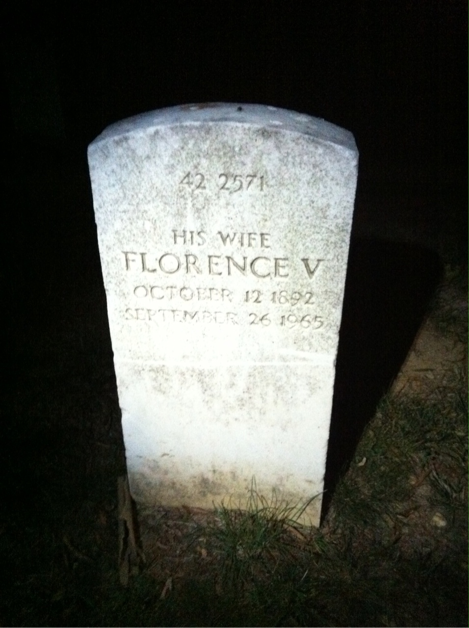 Back of headstone — William V Dempsey