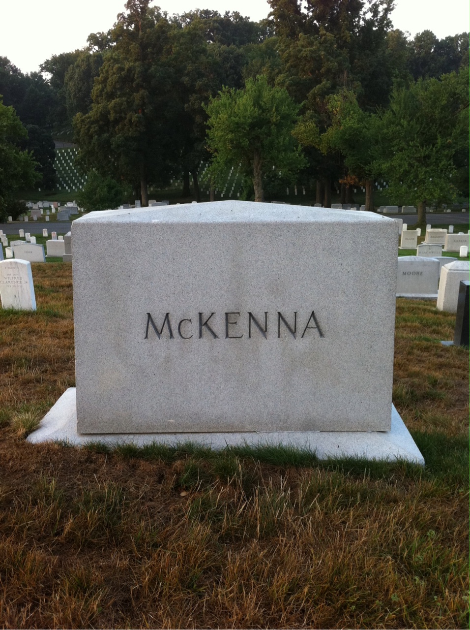 Back of headstone — Frank Mckenna