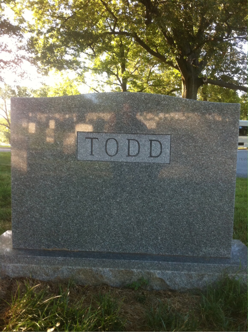 Back of headstone — Walter Todd
