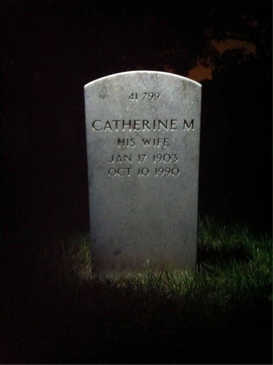 Back of headstone — Catherine Milton