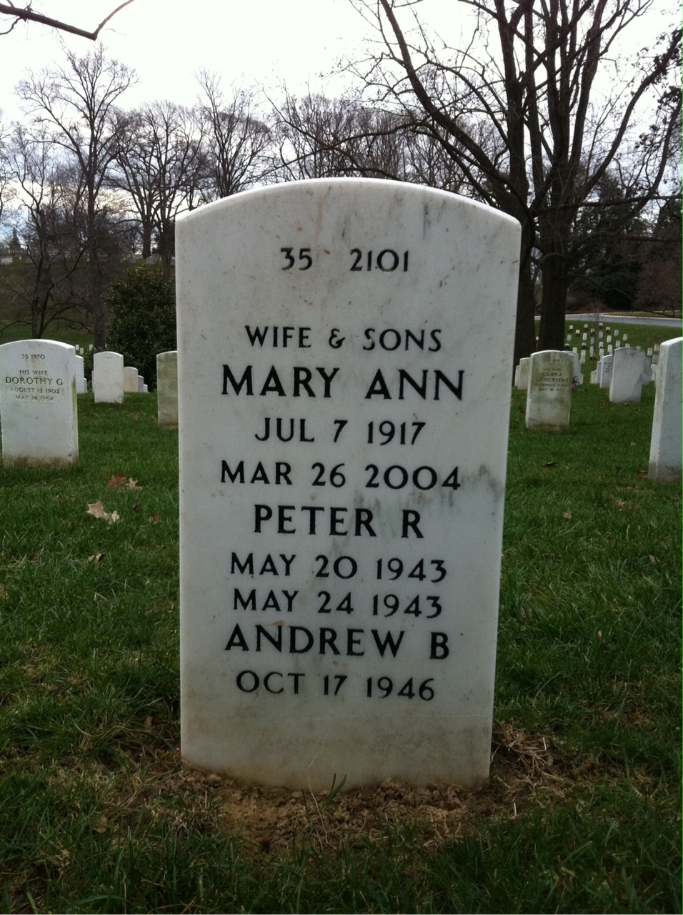 Back of headstone — Guy Church