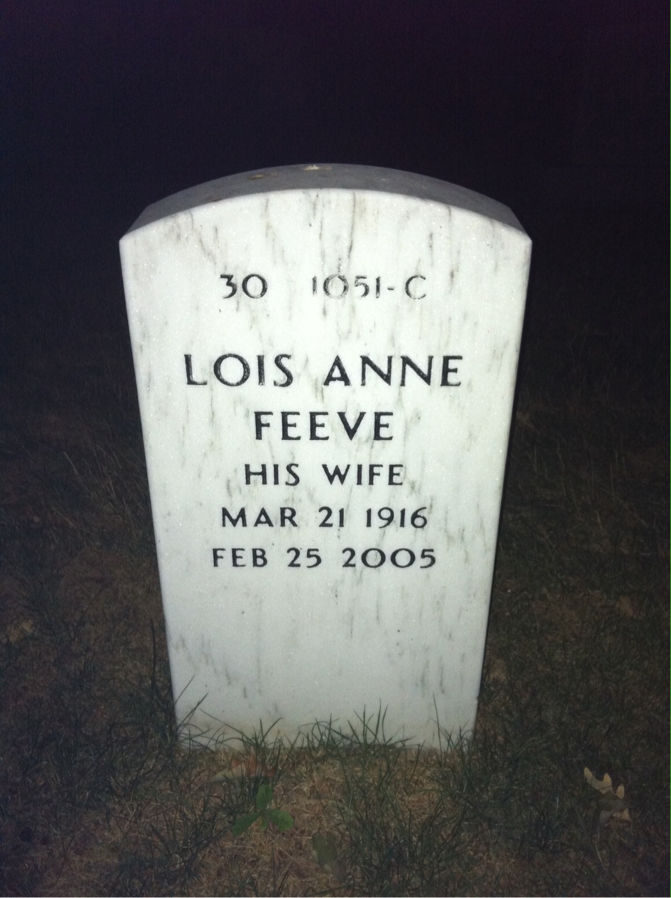 Back of headstone — Frank Hurst