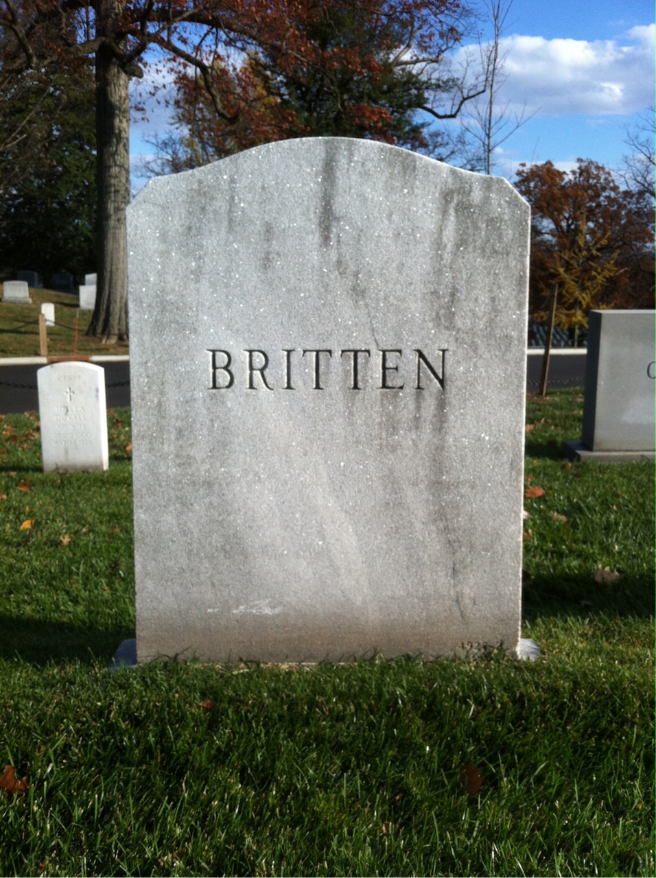 Back of headstone — John Britten