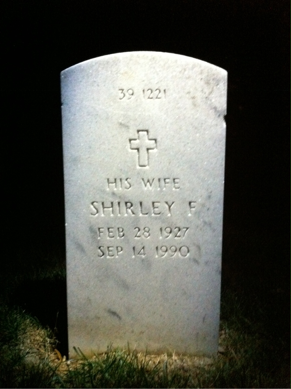 Back of headstone — Shirley Brekke