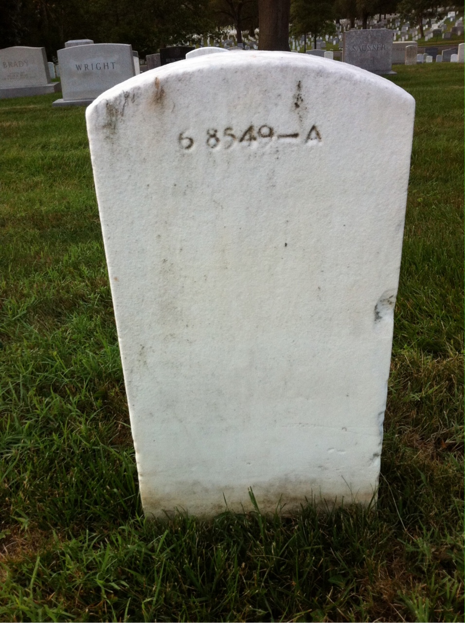 Back of headstone — William Biggers
