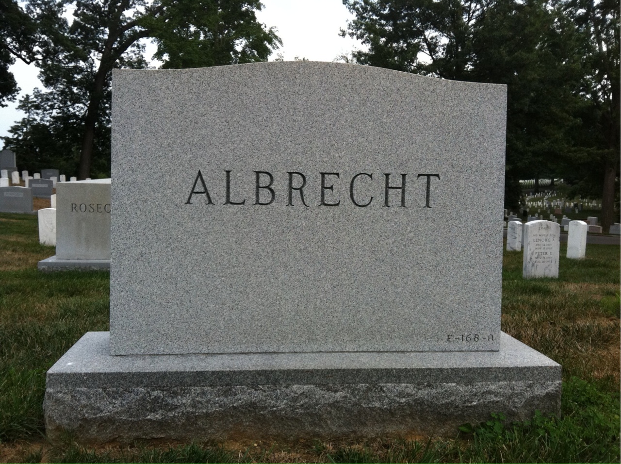 Back of headstone — Herbert Albrecht