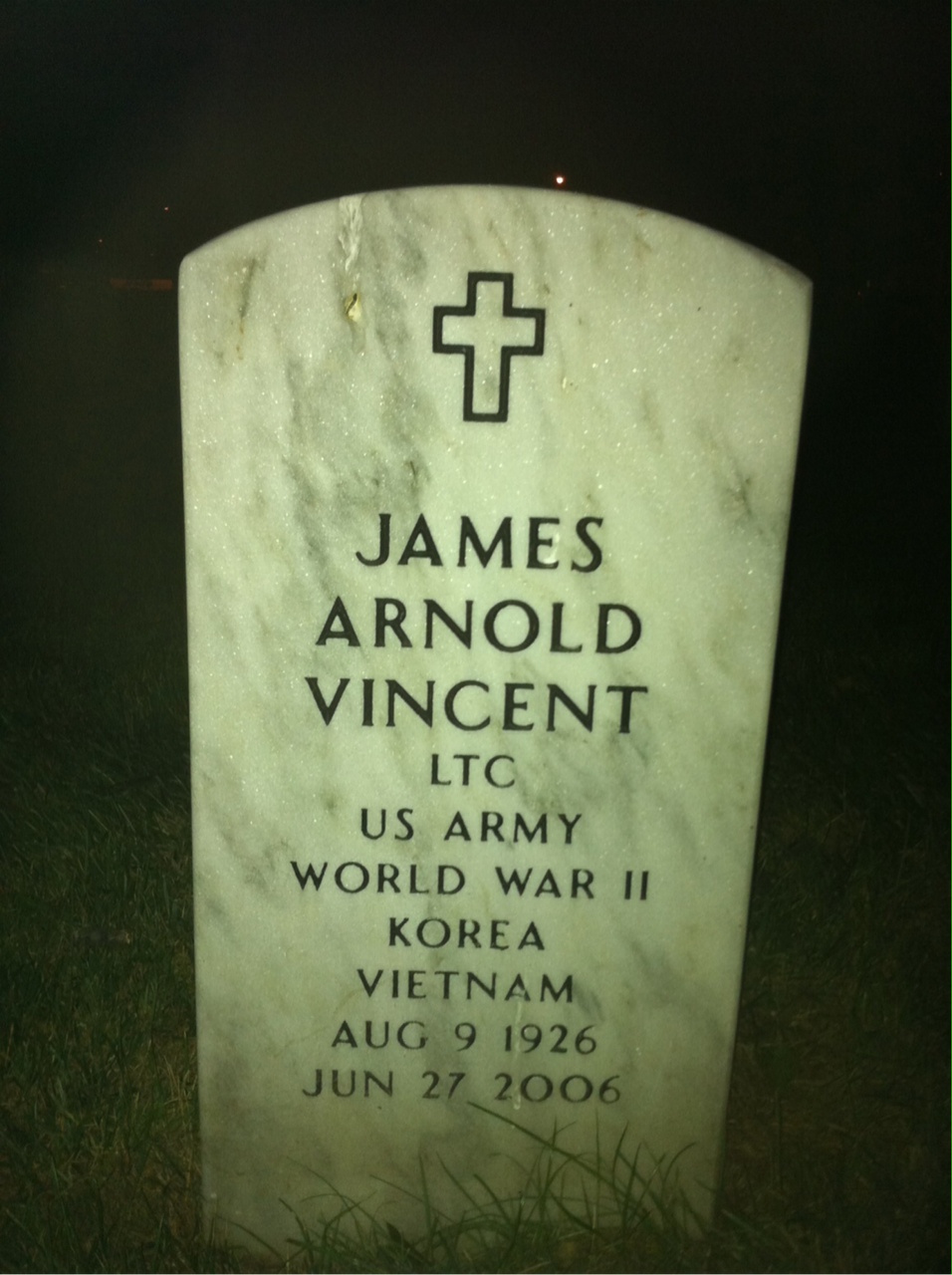 Back of headstone — James Vincent