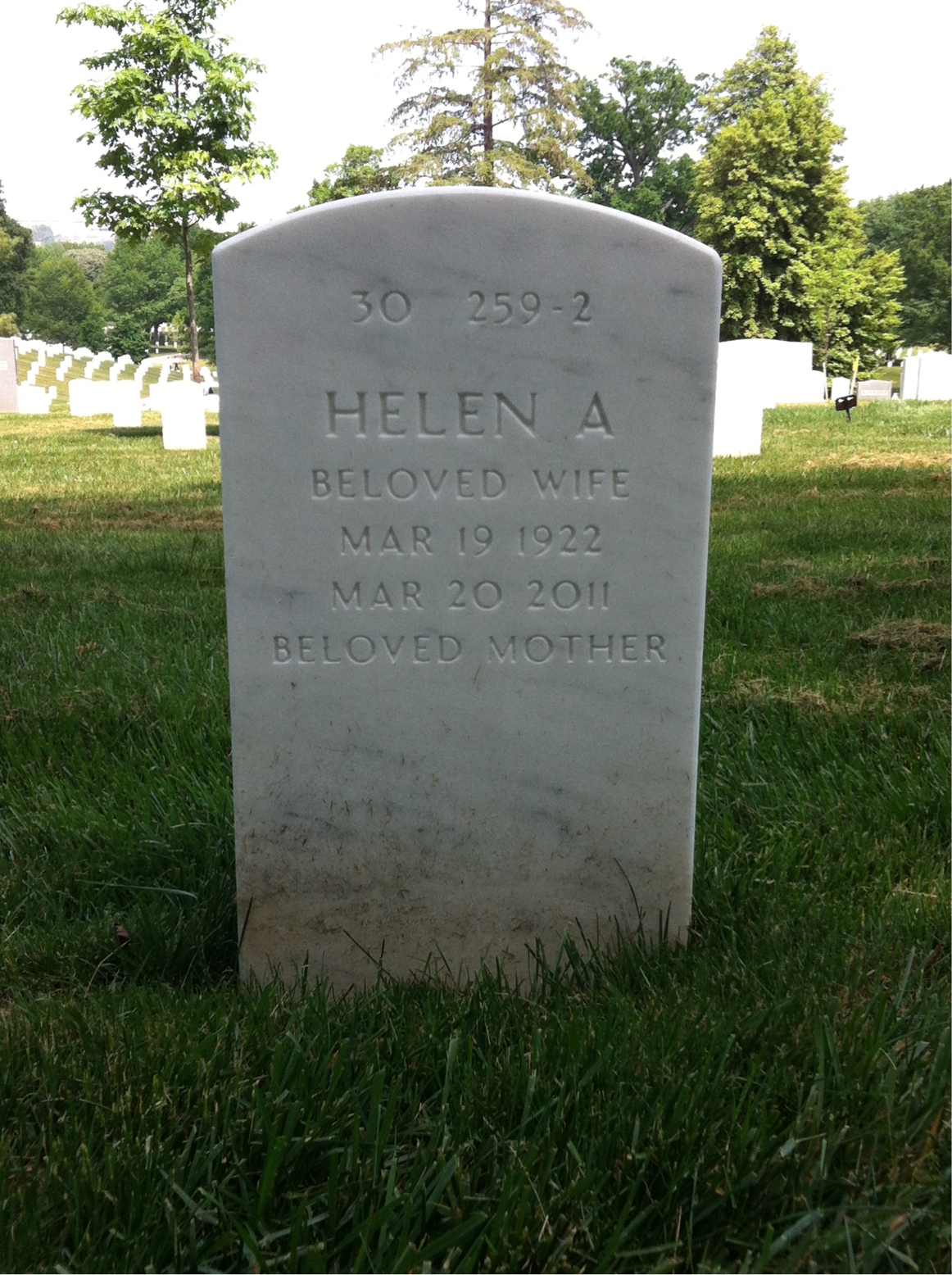 Back of headstone — Richard Sullivan