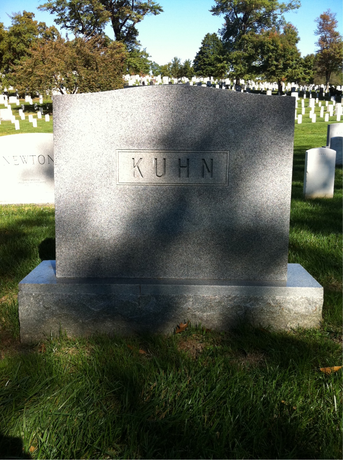 Back of headstone — Kenneth Kuhn