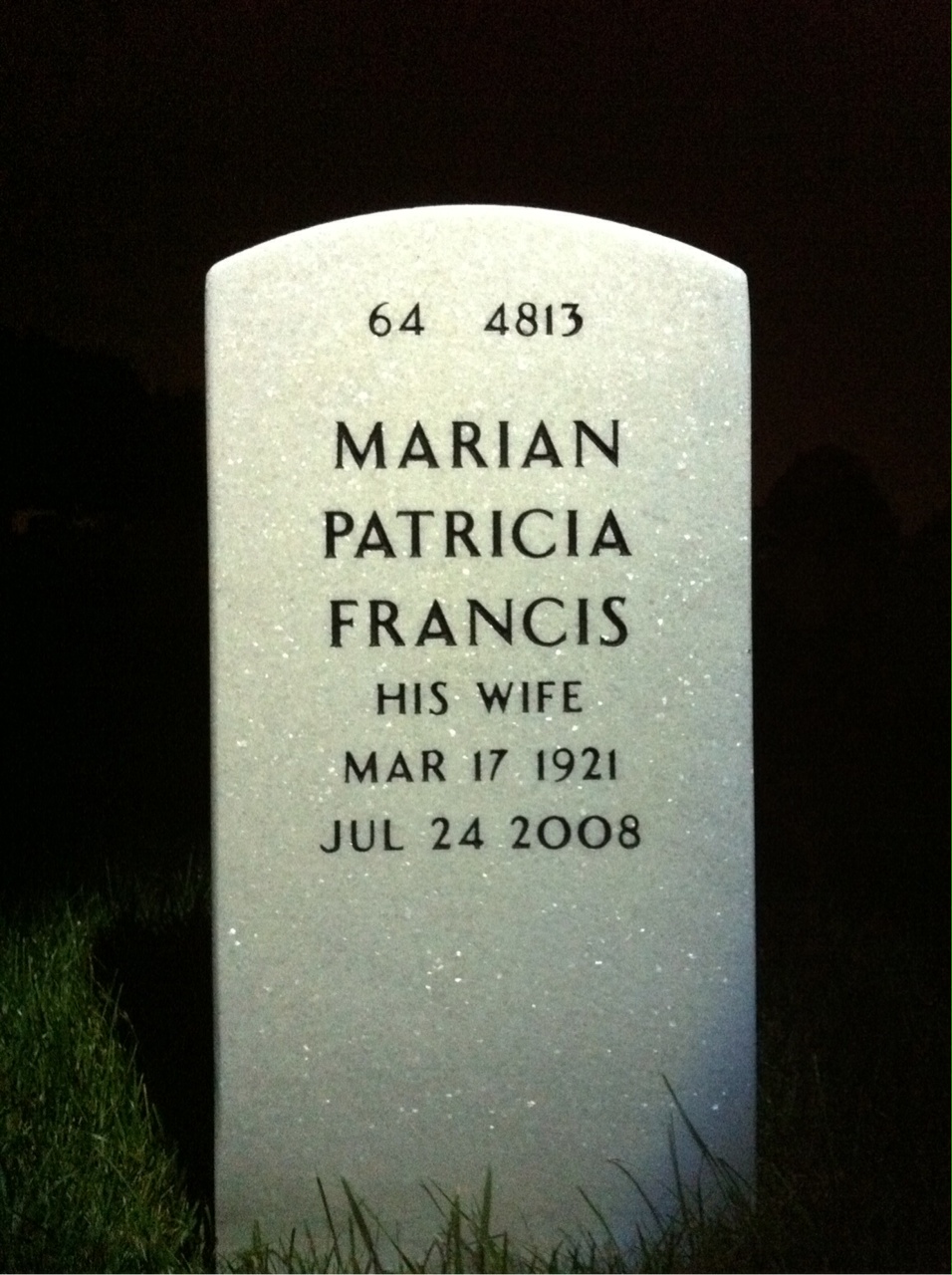Back of headstone — Robert Hawkins
