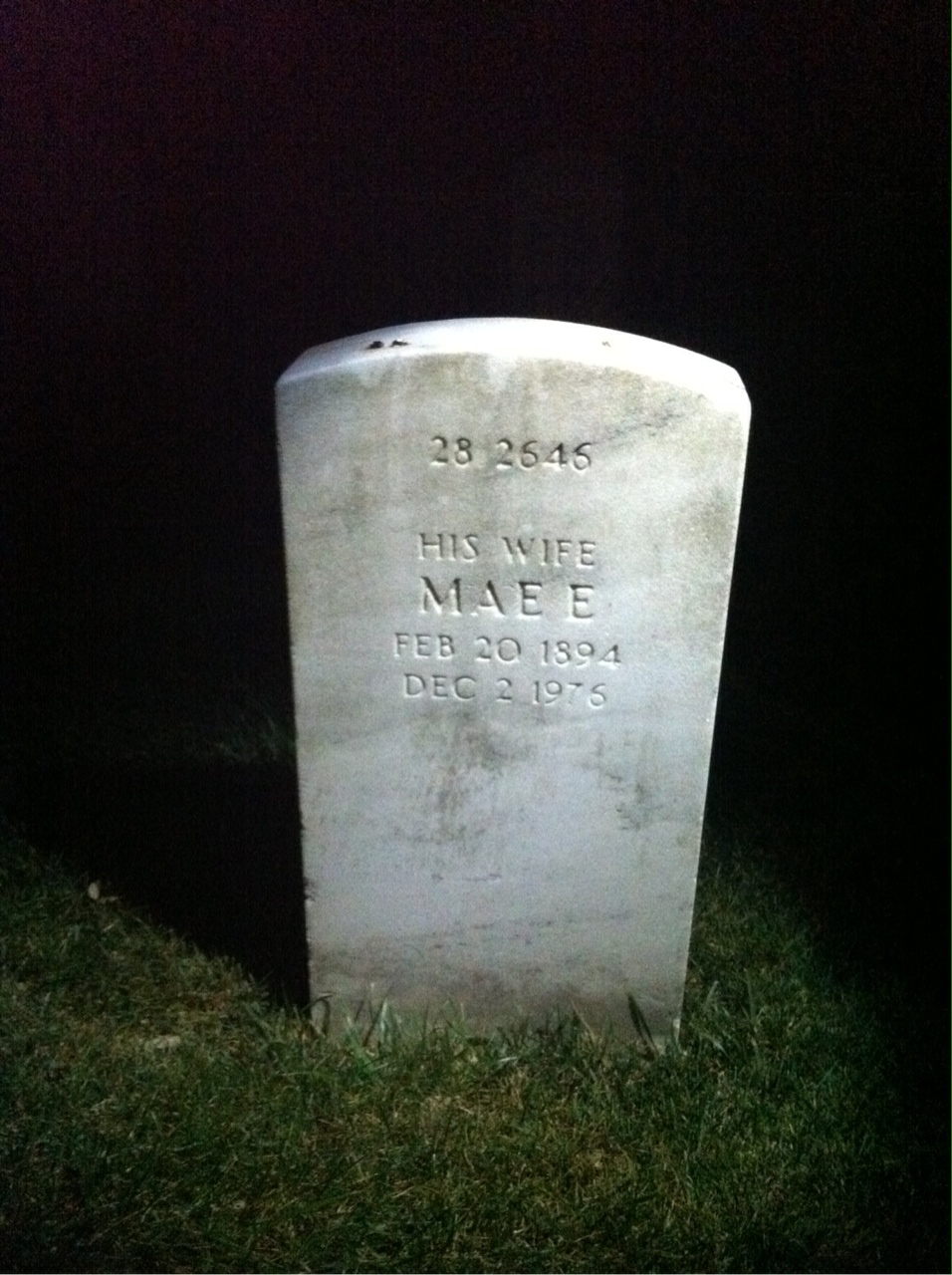Back of headstone — Alford Stark