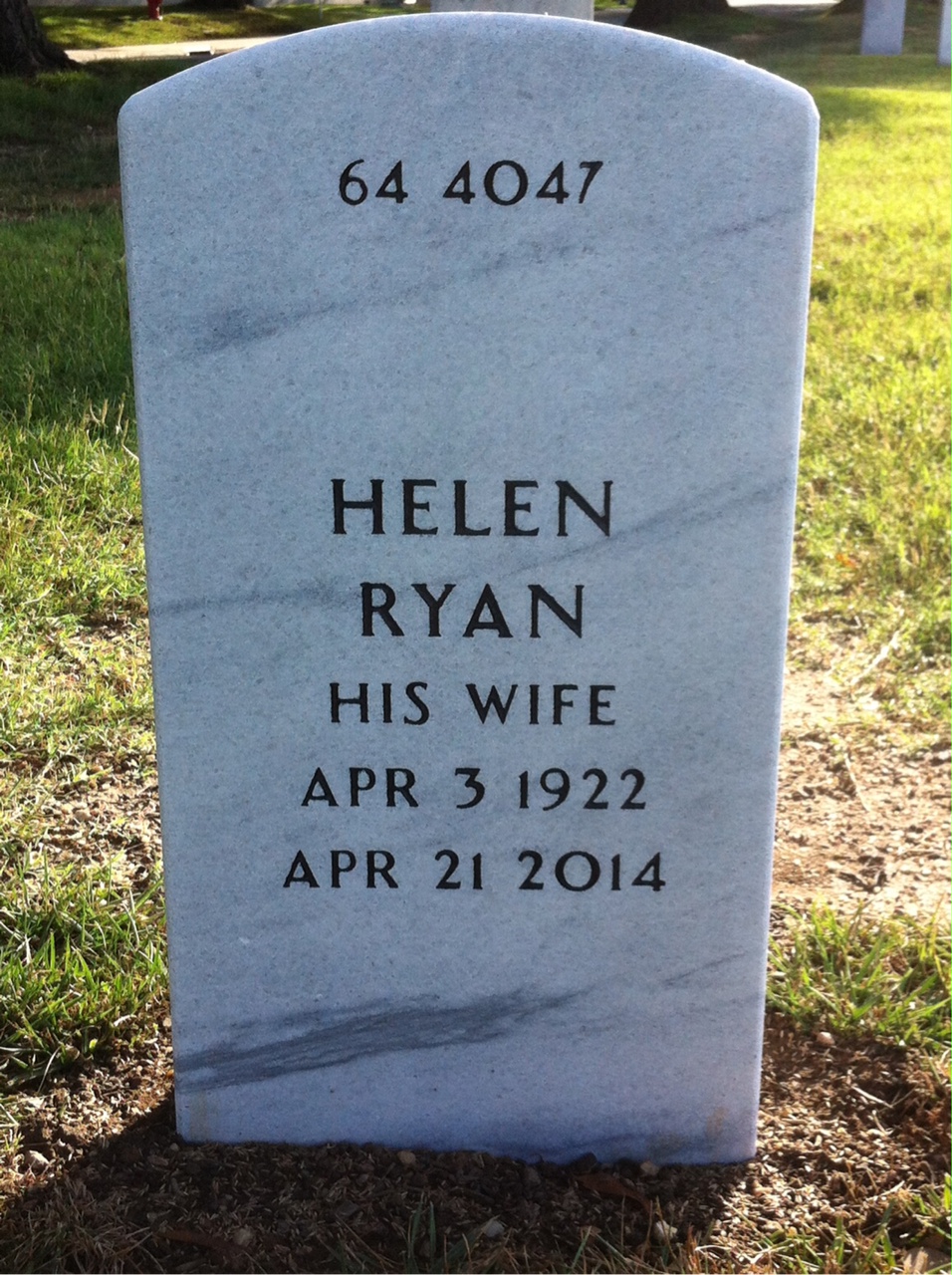 Back of headstone — Donald Richardson