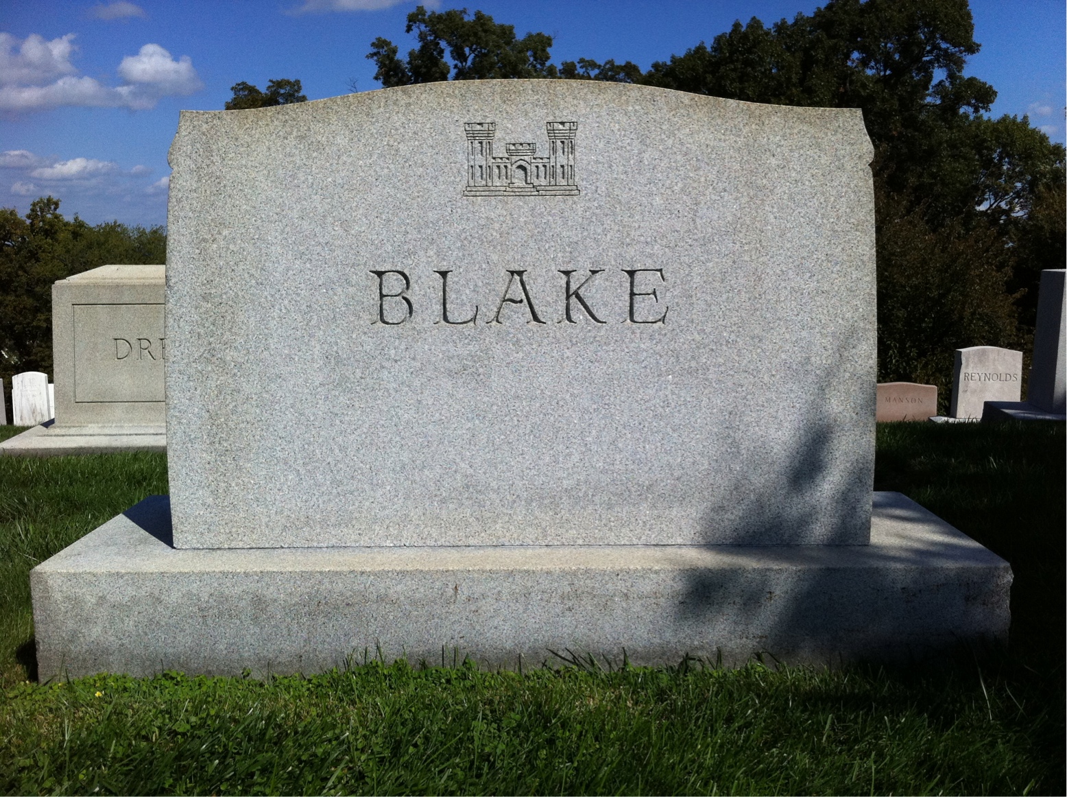 Back of headstone — Monroe Blake