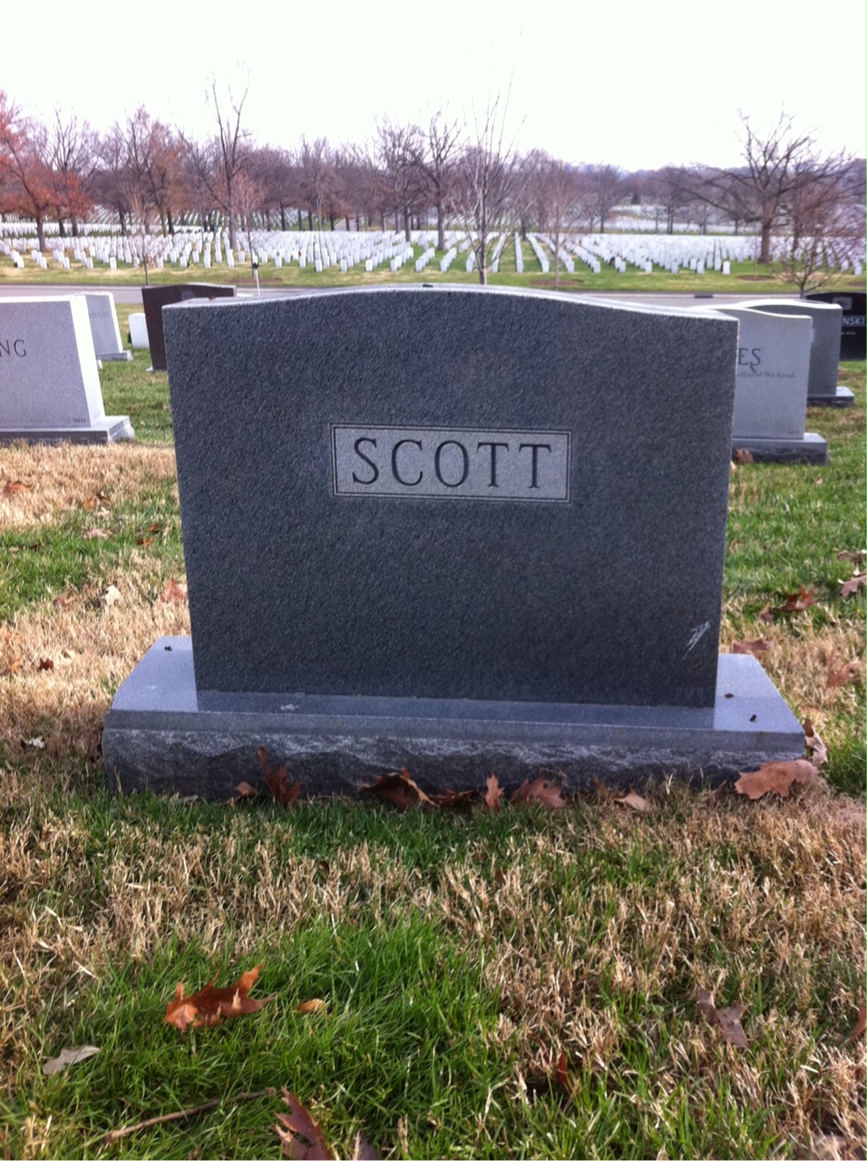 Back of headstone — Adrian Scott