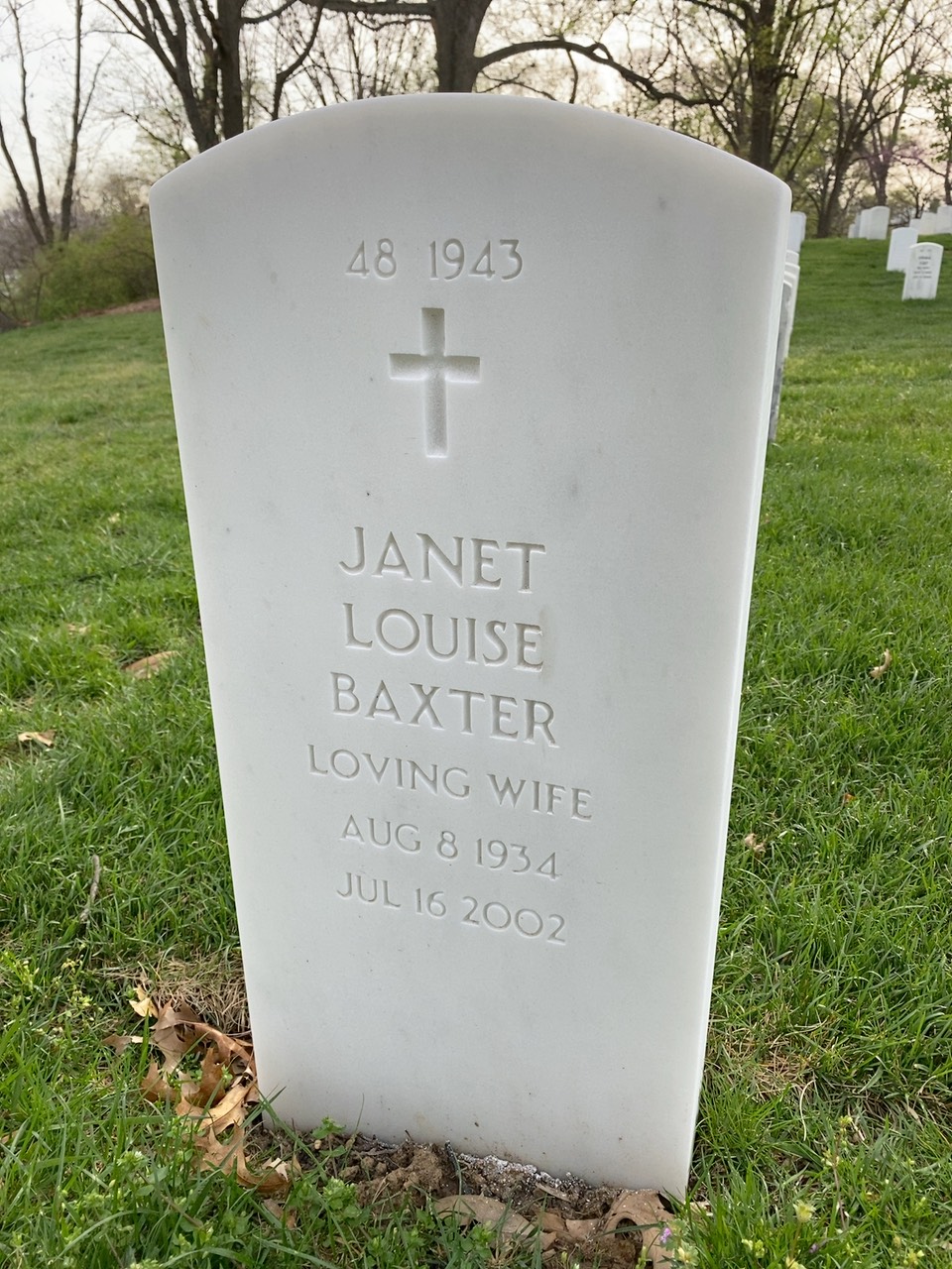 Back of headstone — William Purnell Baxter