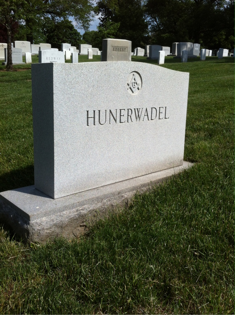 Back of headstone — Hugh Hunerwadel