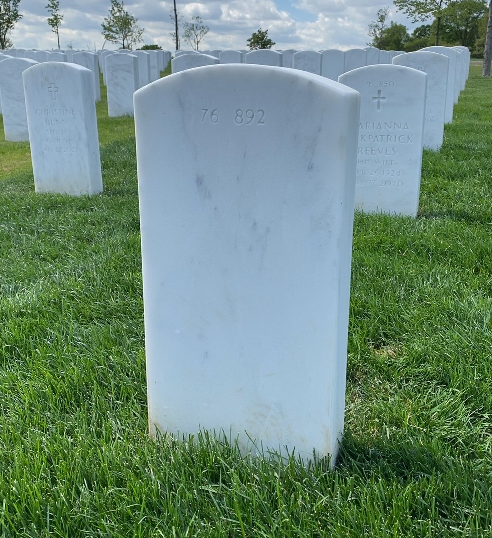 Back of headstone — Johnny Thomas Jones