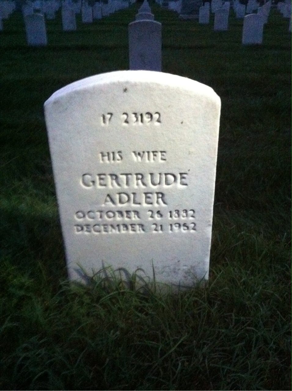 Back of headstone — Frank Middleton
