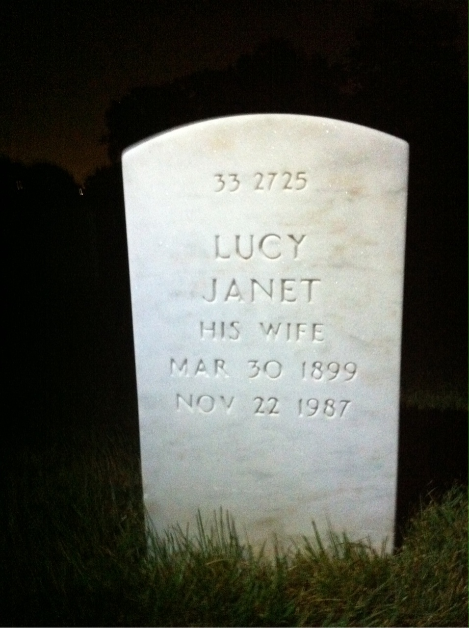 Back of headstone — John Adams